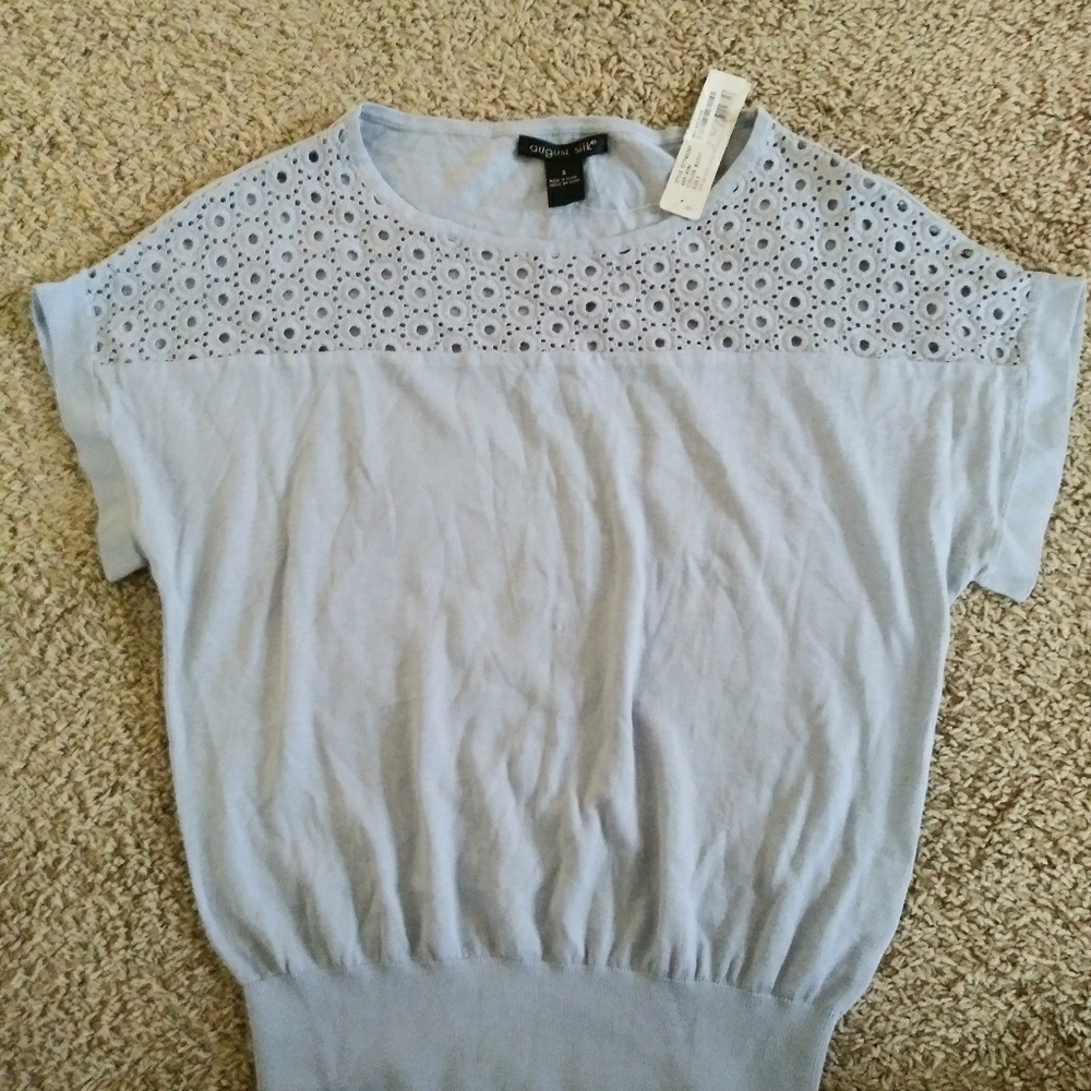 August Silk light knit blue/grey NWT